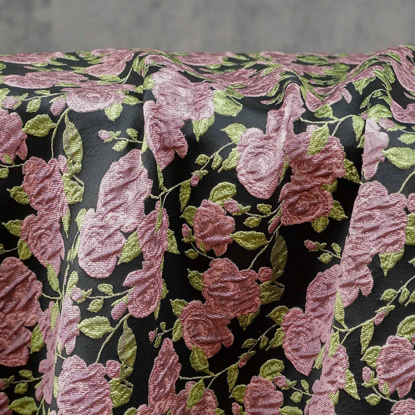 Pink Rose Brocade Jacquard Fabric by Yard, Vintage Floral Embossed Upholstery Textile, Romantic Victorian Fabric for Curtains Pillows Bags - Poppylollipop