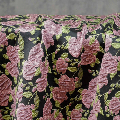 Pink Rose Brocade Jacquard Fabric by Yard, Vintage Floral Embossed Upholstery Textile, Romantic Victorian Fabric for Curtains Pillows Bags - Poppylollipop