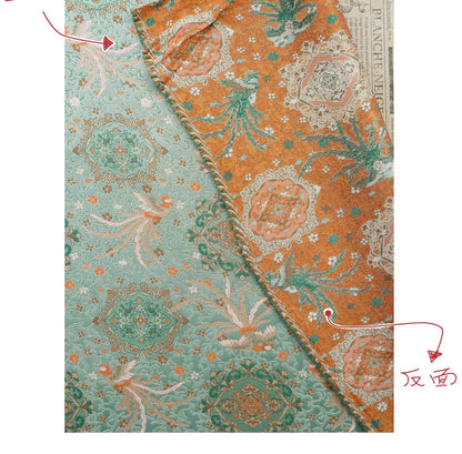 Mint Green Chinese Brocade Fabric by Yard, Phoenix Floral Jacquard Satin, Soft Oriental Fabric for Dress Curtains Pillows Crafts - Poppylollipop