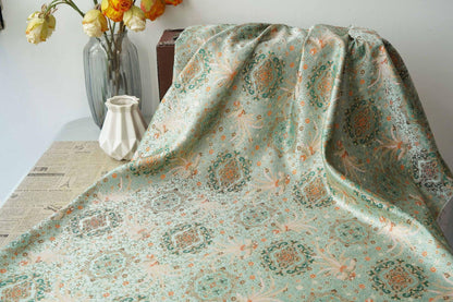 Mint Green Chinese Brocade Fabric by Yard, Phoenix Floral Jacquard Satin, Soft Oriental Fabric for Dress Curtains Pillows Crafts - Poppylollipop