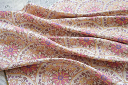 Song Brocade Fabric Double Sided | Fan Floral Jacquard | Multicolor | 65" Wide | Chinese Vintage Hanfu Home Decor - Poppylollipop