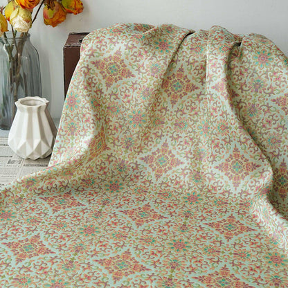 Dunhuang Floral Jacquard Fabric Gold Thread | Scrolling Vine Brocade | Double Sided | 58" Wide | Chinese Decor Hanfu - Poppylollipop