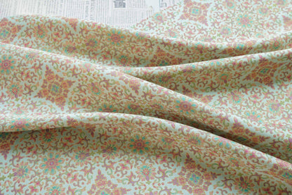 Dunhuang Floral Jacquard Fabric Gold Thread | Scrolling Vine Brocade | Double Sided | 58" Wide | Chinese Decor Hanfu - Poppylollipop