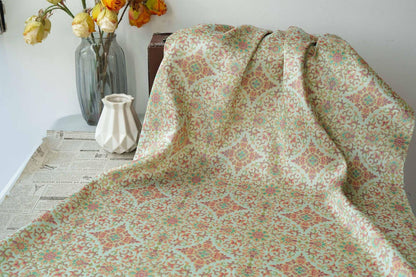 Dunhuang Floral Jacquard Fabric Gold Thread | Scrolling Vine Brocade | Double Sided | 58" Wide | Chinese Decor Hanfu - Poppylollipop