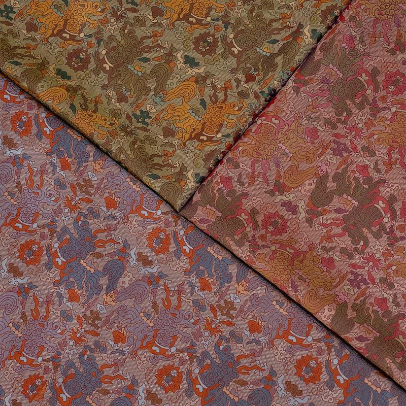 Dunhuang Iridescent Shu Gauze Fabric | Color Shifting Rayon Brocade | Double Sided | 59" Wide | Chinese Vintage Decor - Poppylollipop