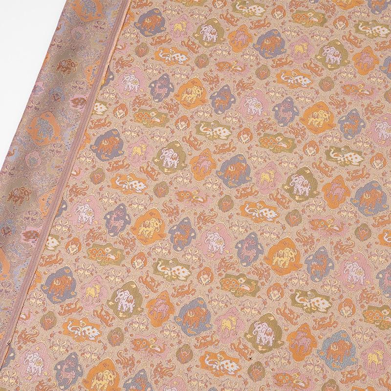 Eight Treasures Mythical Beast Jacquard Fabric | Iridescent Color Shift | Tang Dynasty Pattern | Hanfu Cosplay Brocade - Poppylollipop