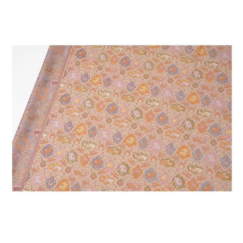 Eight Treasures Mythical Beast Jacquard Fabric | Iridescent Color Shift | Tang Dynasty Pattern | Hanfu Cosplay Brocade - Poppylollipop