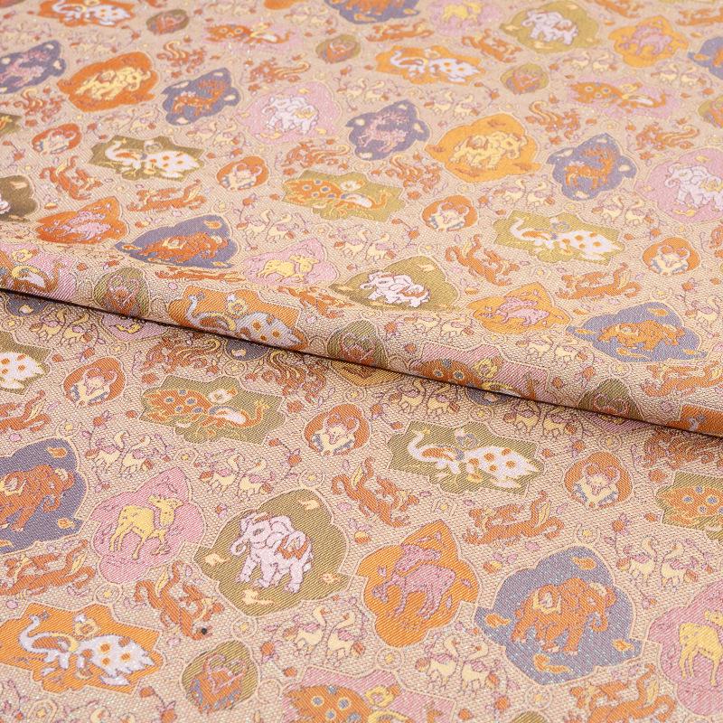 Eight Treasures Mythical Beast Jacquard Fabric | Iridescent Color Shift | Tang Dynasty Pattern | Hanfu Cosplay Brocade - Poppylollipop