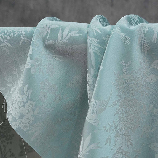 Chinoiserie Bird Floral Fabric by Yard, Magpie Plum Blossom Jacquard Brocade, Oriental Satin Fabric for Dress Curtains Crafts - Poppylollipop