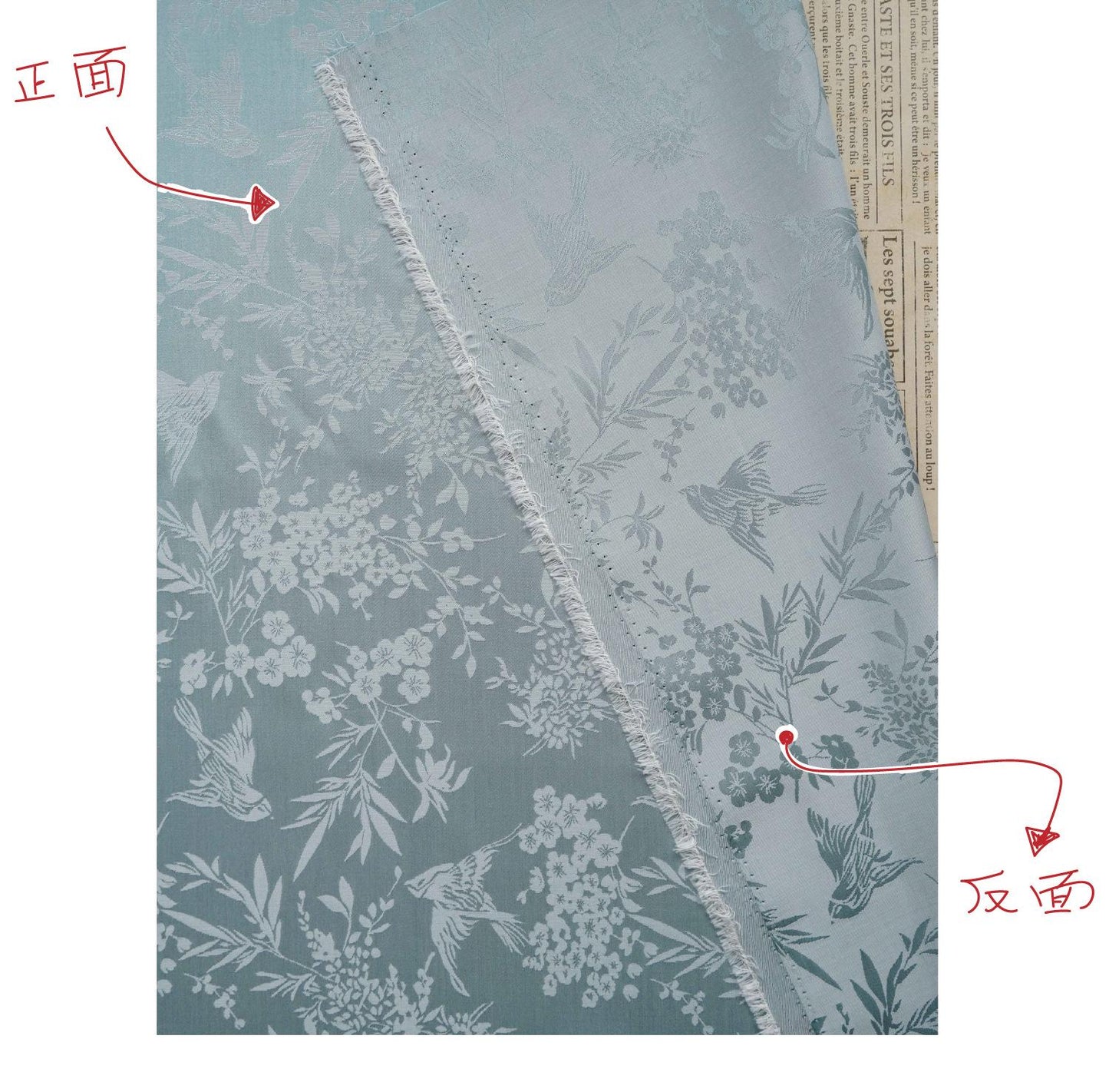 Chinoiserie Bird Floral Fabric by Yard, Magpie Plum Blossom Jacquard Brocade, Oriental Satin Fabric for Dress Curtains Crafts - Poppylollipop