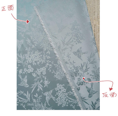 Chinoiserie Bird Floral Fabric by Yard, Magpie Plum Blossom Jacquard Brocade, Oriental Satin Fabric for Dress Curtains Crafts - Poppylollipop