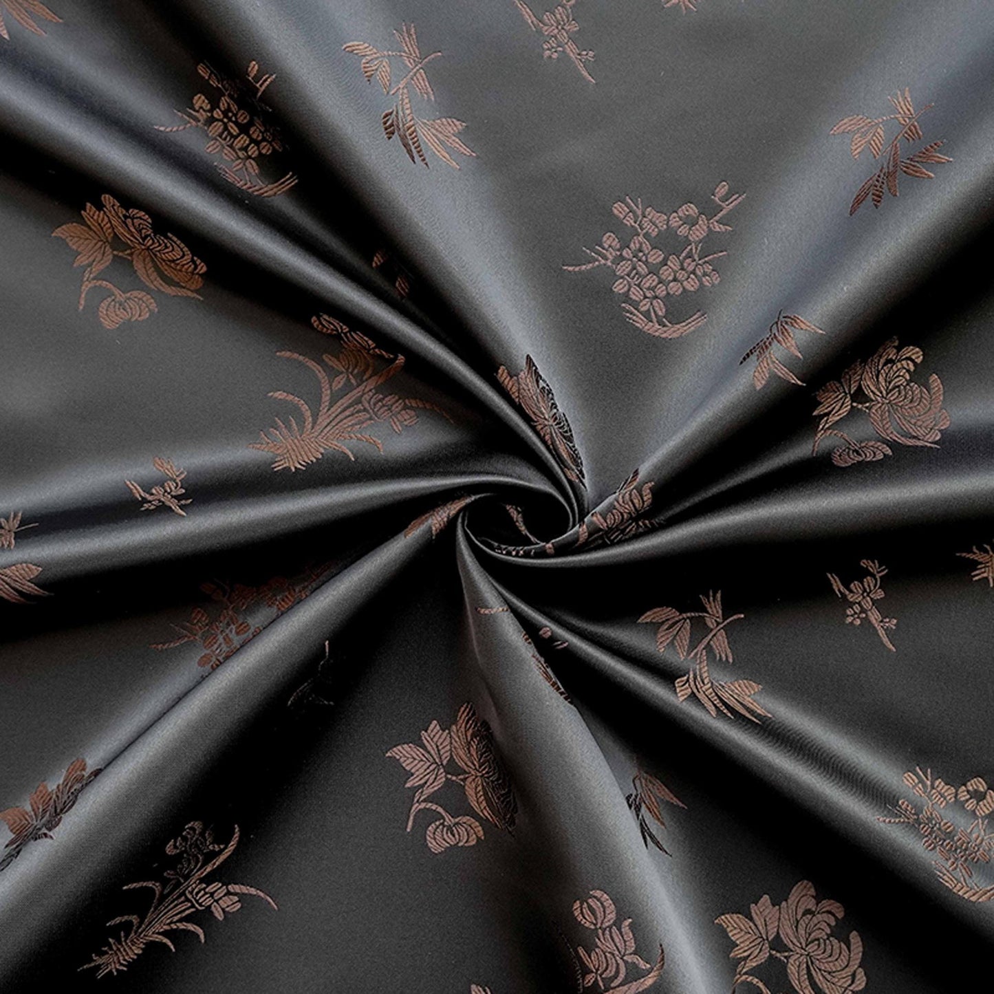 Chinese Floral Brocade Fabric by Yard, Plum Orchid Bamboo Chrysanthemum Jacquard, Oriental Satin Fabric for Sewing Decor Crafts