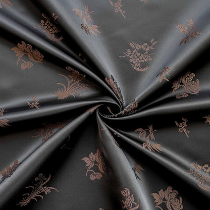 Chinese Floral Brocade Fabric by Yard, Plum Orchid Bamboo Chrysanthemum Jacquard, Oriental Satin Fabric for Sewing Decor Crafts