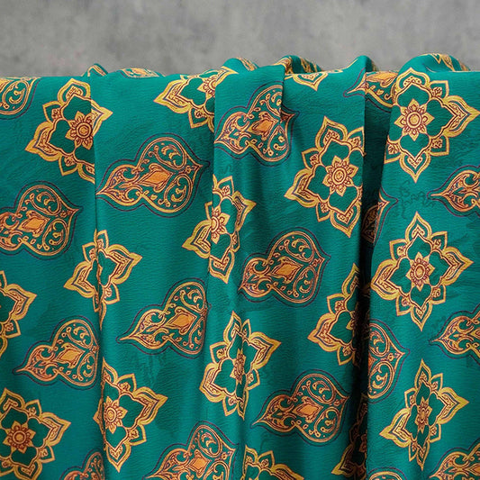 Chinese Dunhuang Fabric by Yard, Oriental Floral Print Draped Fabric, Vintage Mural Inspired Textile for Dress Curtains Crafts - Poppylollipop