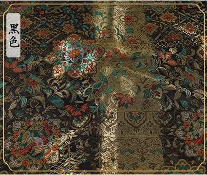Nishijin Ori Jacquard Fabric | Japanese Floral Brocade | Kimono Textile | Traditional Woven Pattern | Dress Cosplay, 59"Wide - Poppylollipop