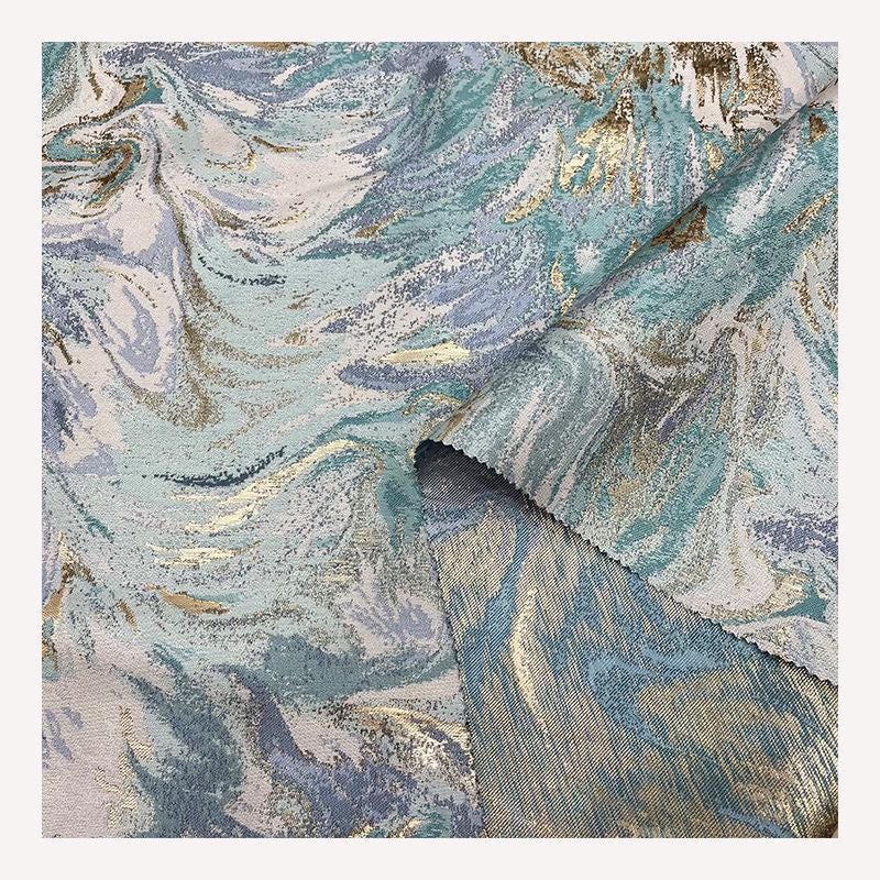 Abstract Oil Painting Jacquard Fabric | Gold Thread Luxury Brocade | Vintage Color Woven | Sofa Upholstery Dress, 58"Wide