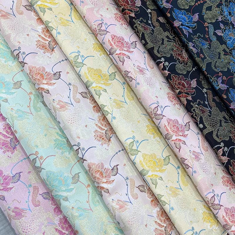 Qilin Peony Jacquard Fabric | Cloud Brocade Song Brocade | New Chinese Style | Hanfu Cosplay Wedding Decor, 57" - Poppylollipop