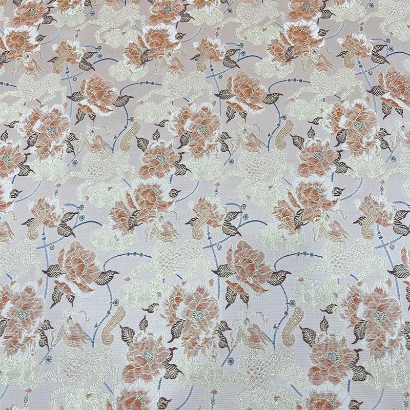 Qilin Peony Jacquard Fabric | Cloud Brocade Song Brocade | New Chinese Style | Hanfu Cosplay Wedding Decor, 57" - Poppylollipop