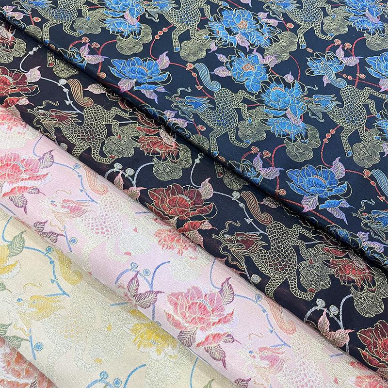 Qilin Peony Jacquard Fabric | Cloud Brocade Song Brocade | New Chinese Style | Hanfu Cosplay Wedding Decor, 57" - Poppylollipop