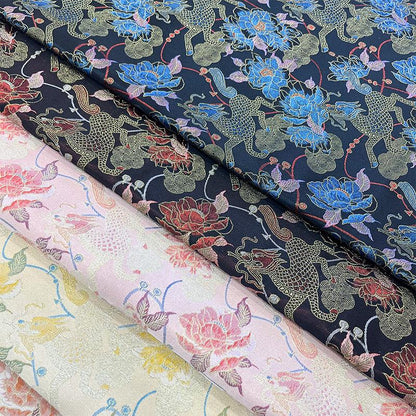 Qilin Peony Jacquard Fabric | Cloud Brocade Song Brocade | New Chinese Style | Hanfu Cosplay Wedding Decor, 57" - Poppylollipop