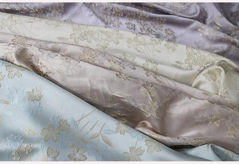 Begonia Floral Jacquard Fabric | Color Woven Brocade | Chinese Flower Pattern | Hanfu Dress Home Decor, 57"Wide - Poppylollipop