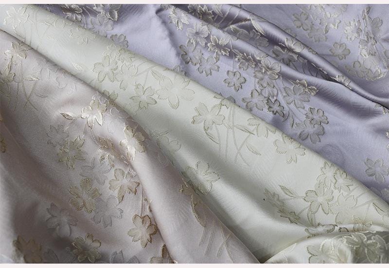 Begonia Floral Jacquard Fabric | Color Woven Brocade | Chinese Flower Pattern | Hanfu Dress Home Decor, 57"Wide - Poppylollipop