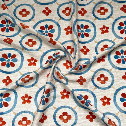 New Chinese Style Digital Print Cotton Fabric | Floral Medallion Guofeng | Hanfu Qipao Dress Home Decor (59 inch) - Poppylollipop