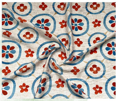 New Chinese Style Digital Print Cotton Fabric | Floral Medallion Guofeng | Hanfu Qipao Dress Home Decor (59 inch) - Poppylollipop