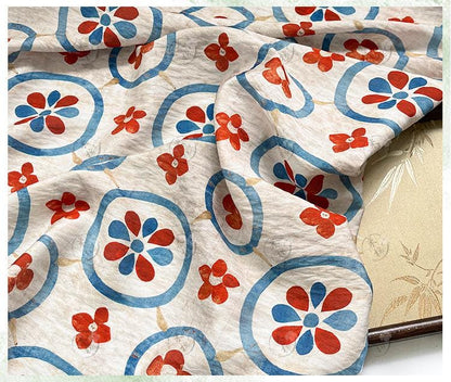 New Chinese Style Digital Print Cotton Fabric | Floral Medallion Guofeng | Hanfu Qipao Dress Home Decor (59 inch) - Poppylollipop