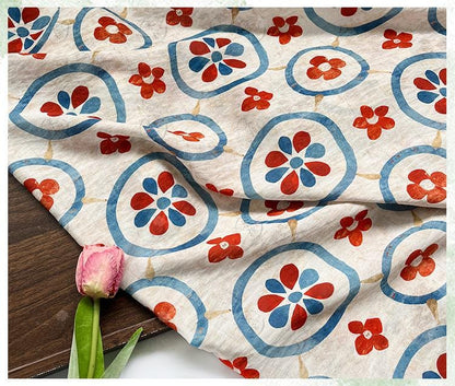 New Chinese Style Digital Print Cotton Fabric | Floral Medallion Guofeng | Hanfu Qipao Dress Home Decor (59 inch) - Poppylollipop