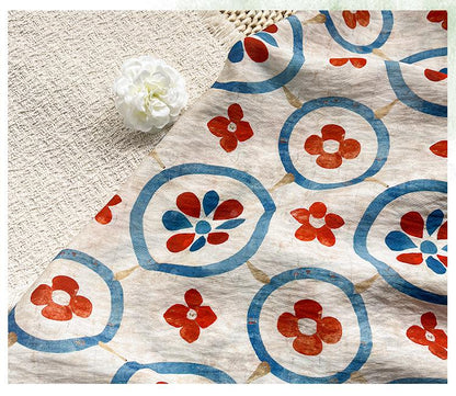 New Chinese Style Digital Print Cotton Fabric | Floral Medallion Guofeng | Hanfu Qipao Dress Home Decor (59 inch) - Poppylollipop