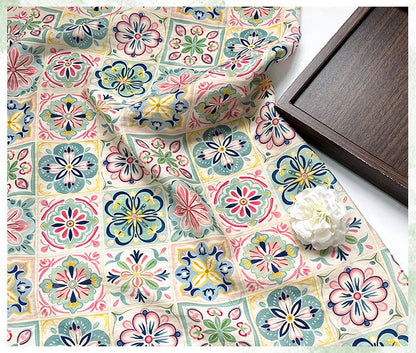 New Chinese Style Digital Print Fabric | Geometric Floral | Crystal Clear Pattern | Hanfu Qipao Dress Decor (59 inch) - Poppylollipop