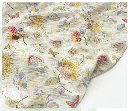 Garden Overture Digital Print Fabric | New Chinese Style | Floral Botanical | Hanfu Dress Home Decor Quilting (59 inch)