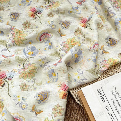 Garden Overture Digital Print Fabric | New Chinese Style | Floral Botanical | Hanfu Dress Home Decor Quilting (59 inch)