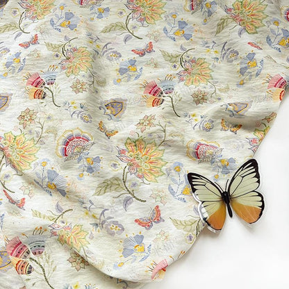 Garden Overture Digital Print Fabric | New Chinese Style | Floral Botanical | Hanfu Dress Home Decor Quilting (59 inch)