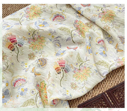 Garden Overture Digital Print Fabric | New Chinese Style | Floral Botanical | Hanfu Dress Home Decor Quilting (59 inch)