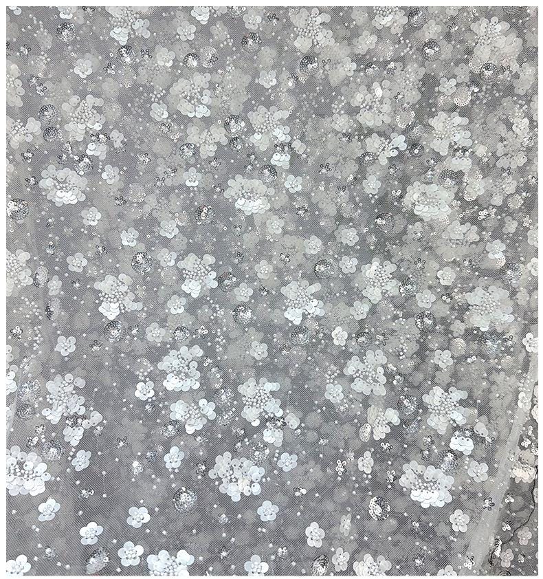 Sequin Embroidered Lace Fabric | Beaded Mesh Tulle | Glitter Net Fabric | Bridal Evening Gown Cosplay Dress - Poppylollipop