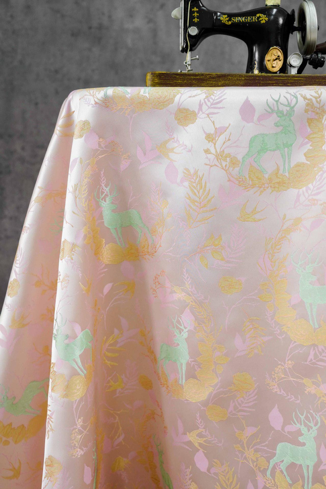 Song Brocade Hanfu Fabric | Color Woven Jacquard | Traditional Chinese Textile | Qipao Tang Suit Cosplay Wedding, 65" - Poppylollipop