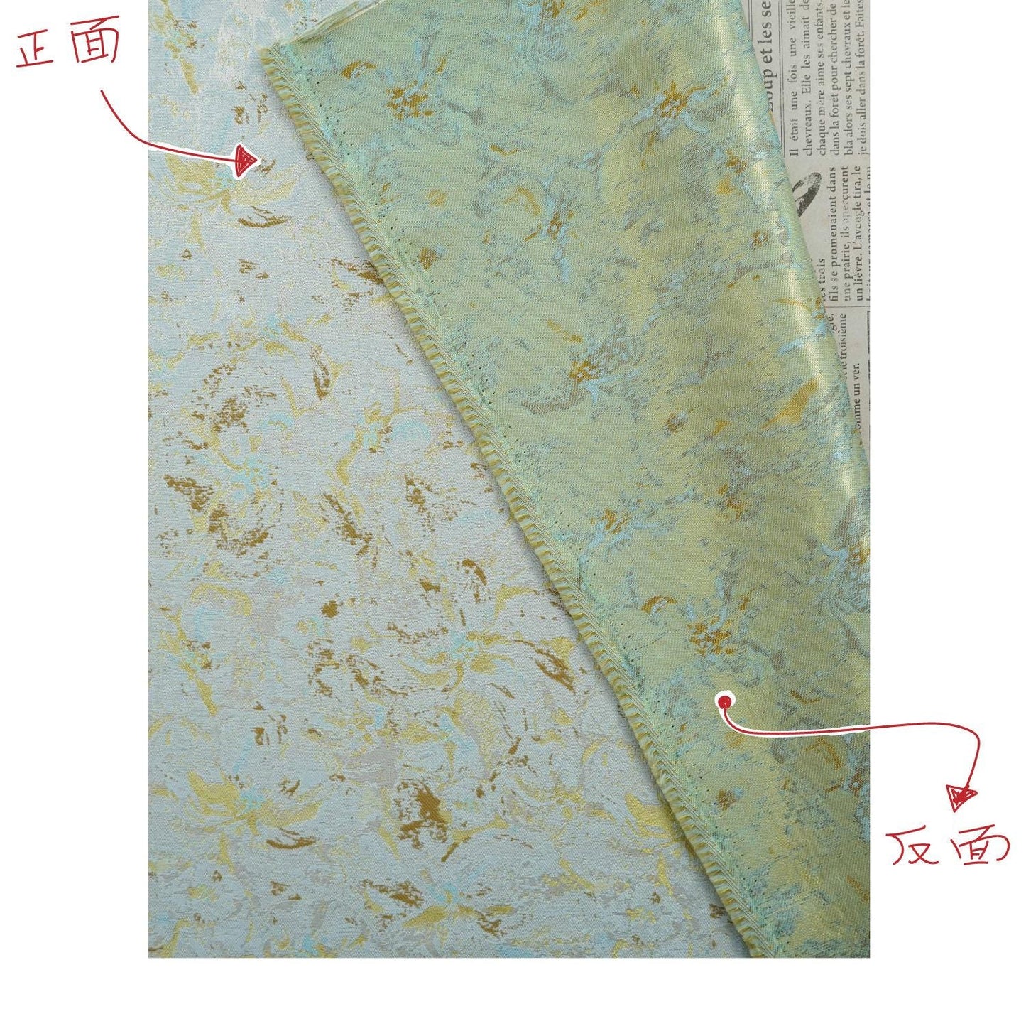 Abstract Watercolor Floral Jacquard Fabric | Mint Green Yarn - Dyed Brocade Textile | Elegant Dressmaking & Home Decor Fabric - Poppylollipop