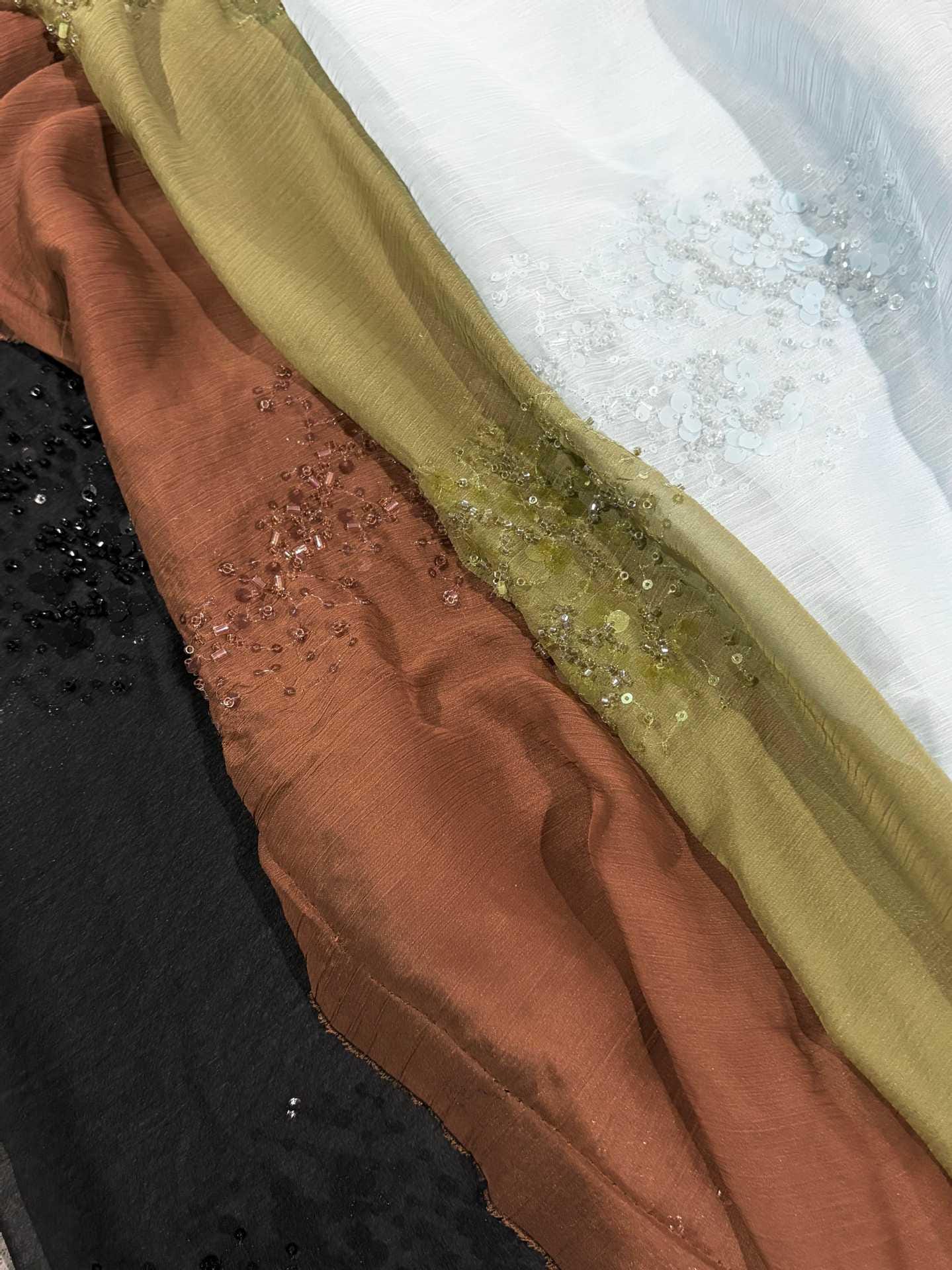 Heavy Beaded Embroidered Fabric Sequin Floral Chiffon Crepe | Couture Bridal Dress Fabric | Luxury Evening Gown Textile - Poppylollipop