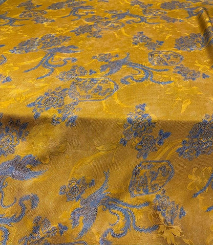 Luxury Mulberry Silk Xiangyunsha Fabric | Phoenix Motif Floral Luo Brocade Weave Textile | Traditional Oriental Couture Fabric - Poppylollipop