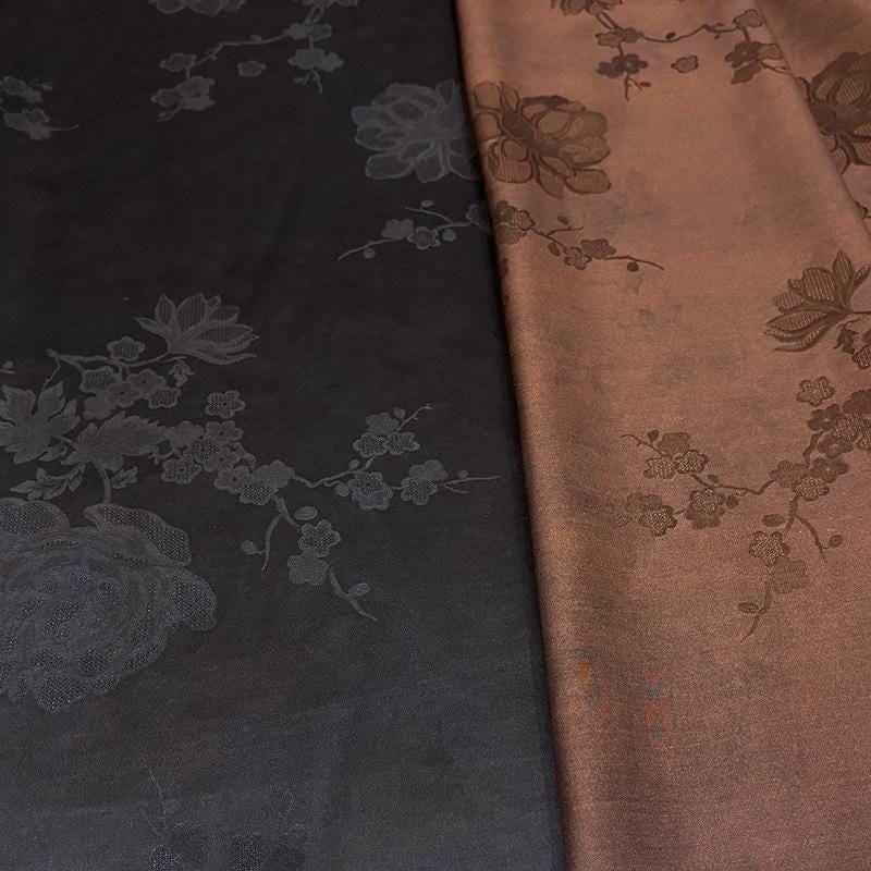 Silk Xiangyunsha Fabric Ombre Floral Luo Jacquard Mulberry Silk Woven Textile | Luxury Oriental Couture Dressmaking Fabric
