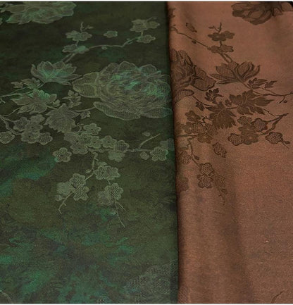 Silk Xiangyunsha Fabric Ombre Floral Luo Jacquard Mulberry Silk Woven Textile | Luxury Oriental Couture Dressmaking Fabric