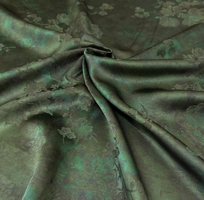 Silk Xiangyunsha Fabric Ombre Floral Luo Jacquard Mulberry Silk Woven Textile | Luxury Oriental Couture Dressmaking Fabric