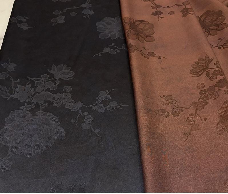 Silk Xiangyunsha Fabric Ombre Floral Luo Jacquard Mulberry Silk Woven Textile | Luxury Oriental Couture Dressmaking Fabric