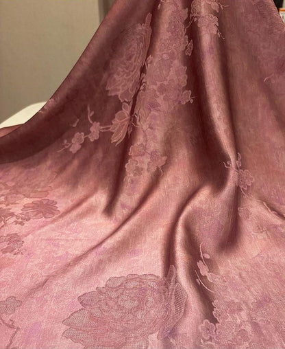 Silk Xiangyunsha Fabric Ombre Floral Luo Jacquard Mulberry Silk Woven Textile | Luxury Oriental Couture Dressmaking Fabric