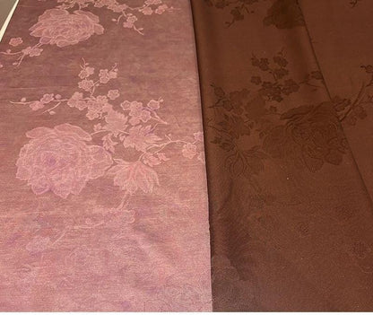 Silk Xiangyunsha Fabric Ombre Floral Luo Jacquard Mulberry Silk Woven Textile | Luxury Oriental Couture Dressmaking Fabric