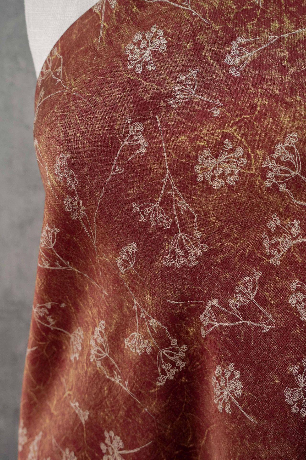 Gold Metallic Floral Fabric by Yard, Vine Print Acetate Satin Textile, Elegant Shiny Fabric for Dress Curtains Crafts, 59"