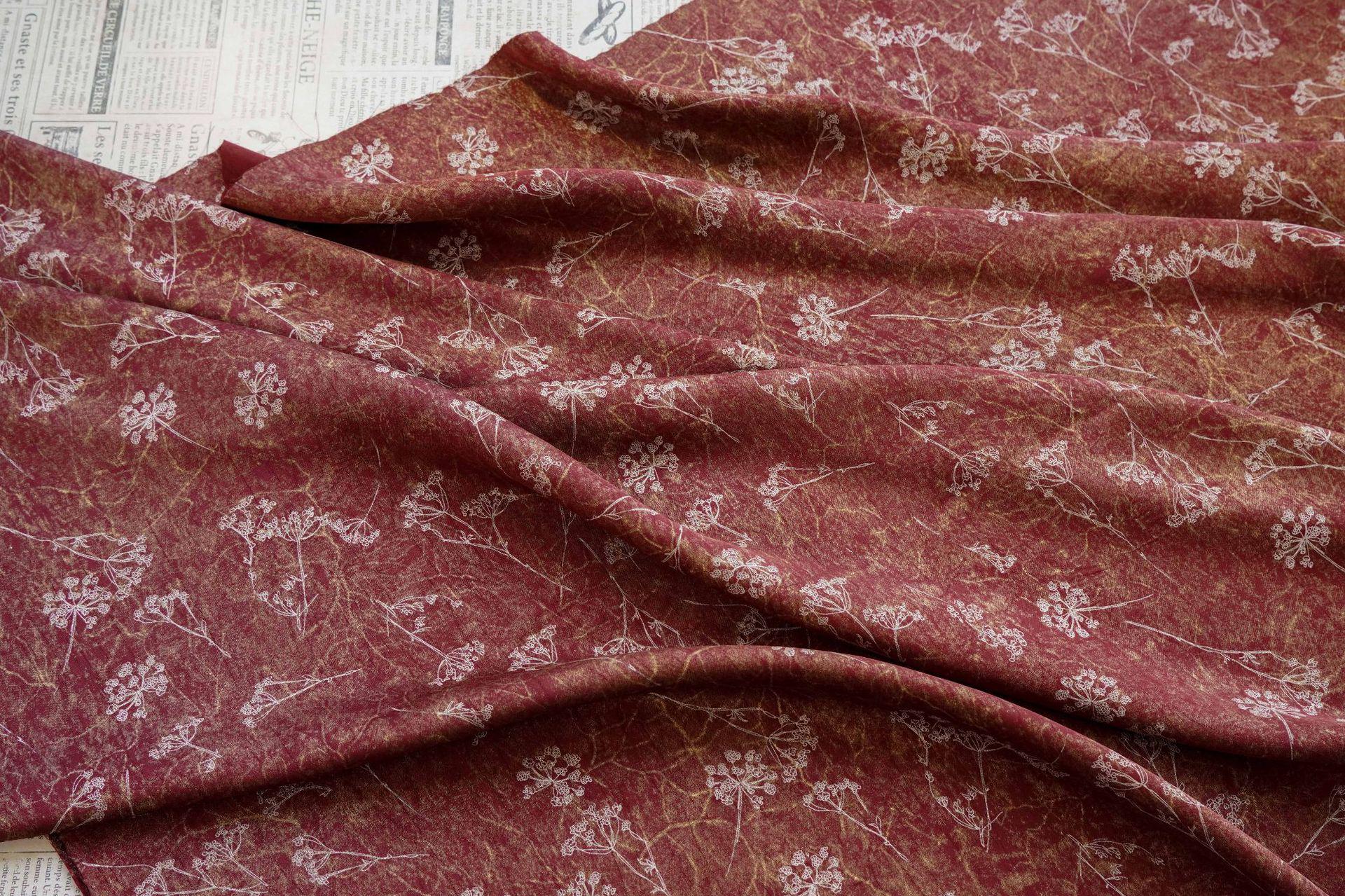Gold Metallic Floral Fabric by Yard, Vine Print Acetate Satin Textile, Elegant Shiny Fabric for Dress Curtains Crafts, 59"