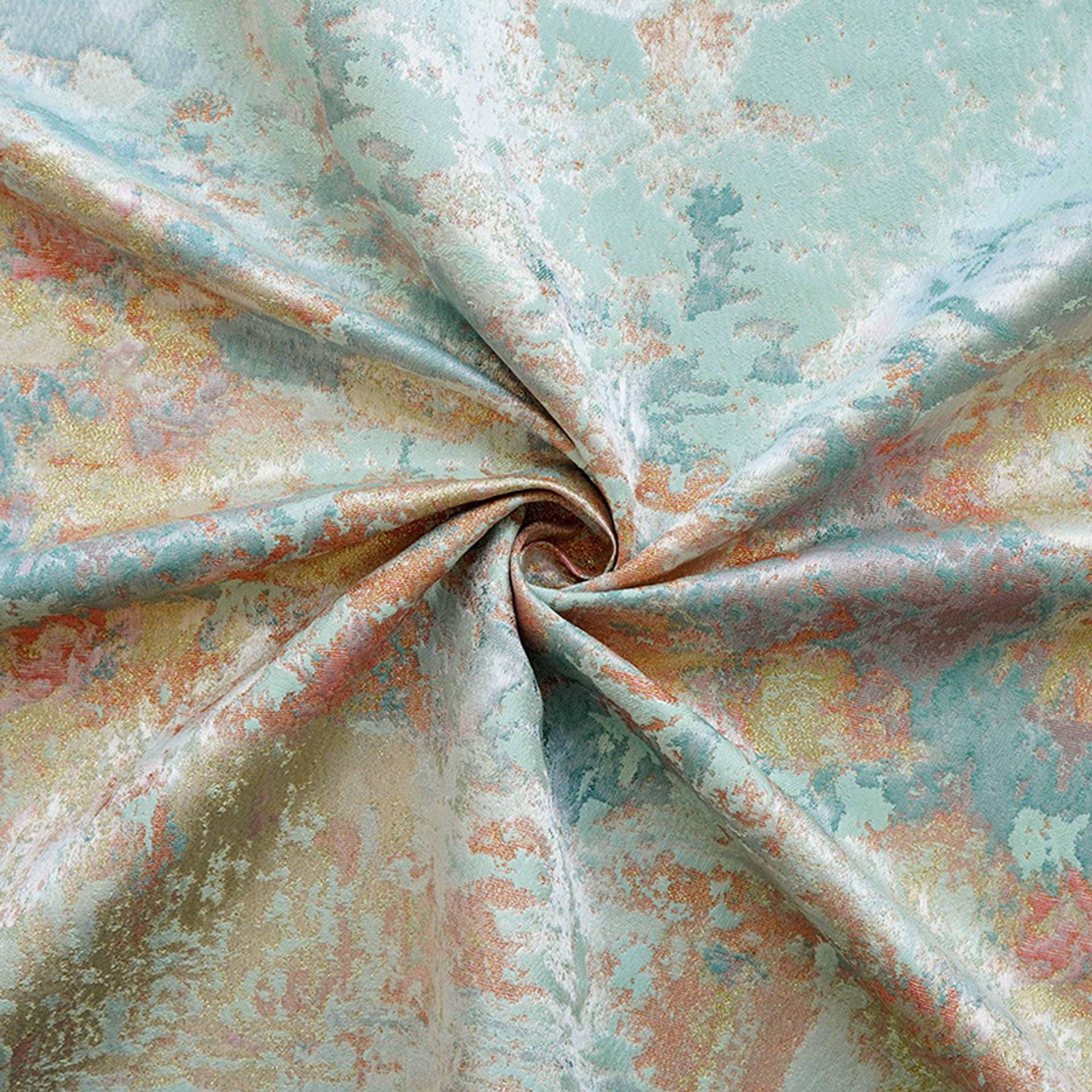 Gold Metallic Abstract Fabric by Yard, Artistic Marble Jacquard Textile, Luxury Dress Upholstery Sewing Fabric, 63"Wide